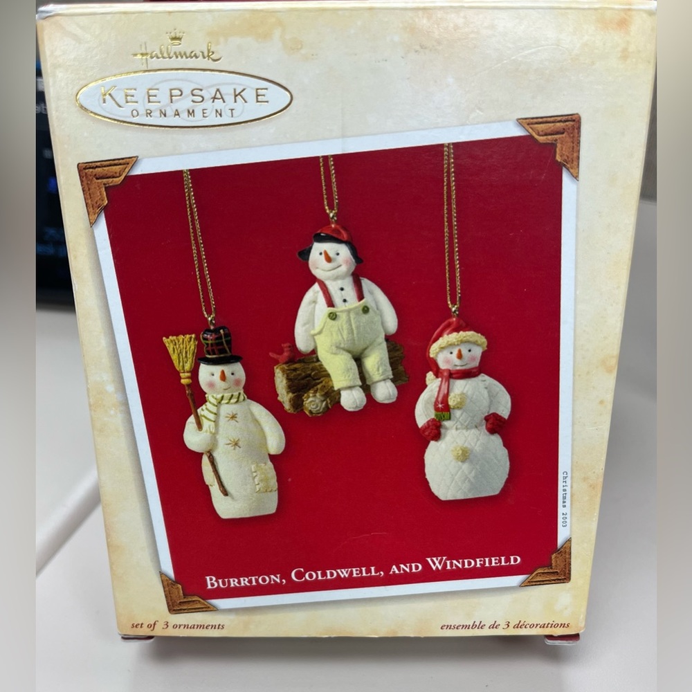 Set of 3 Hallmark Keepsake Snowman Christmas Ornaments.